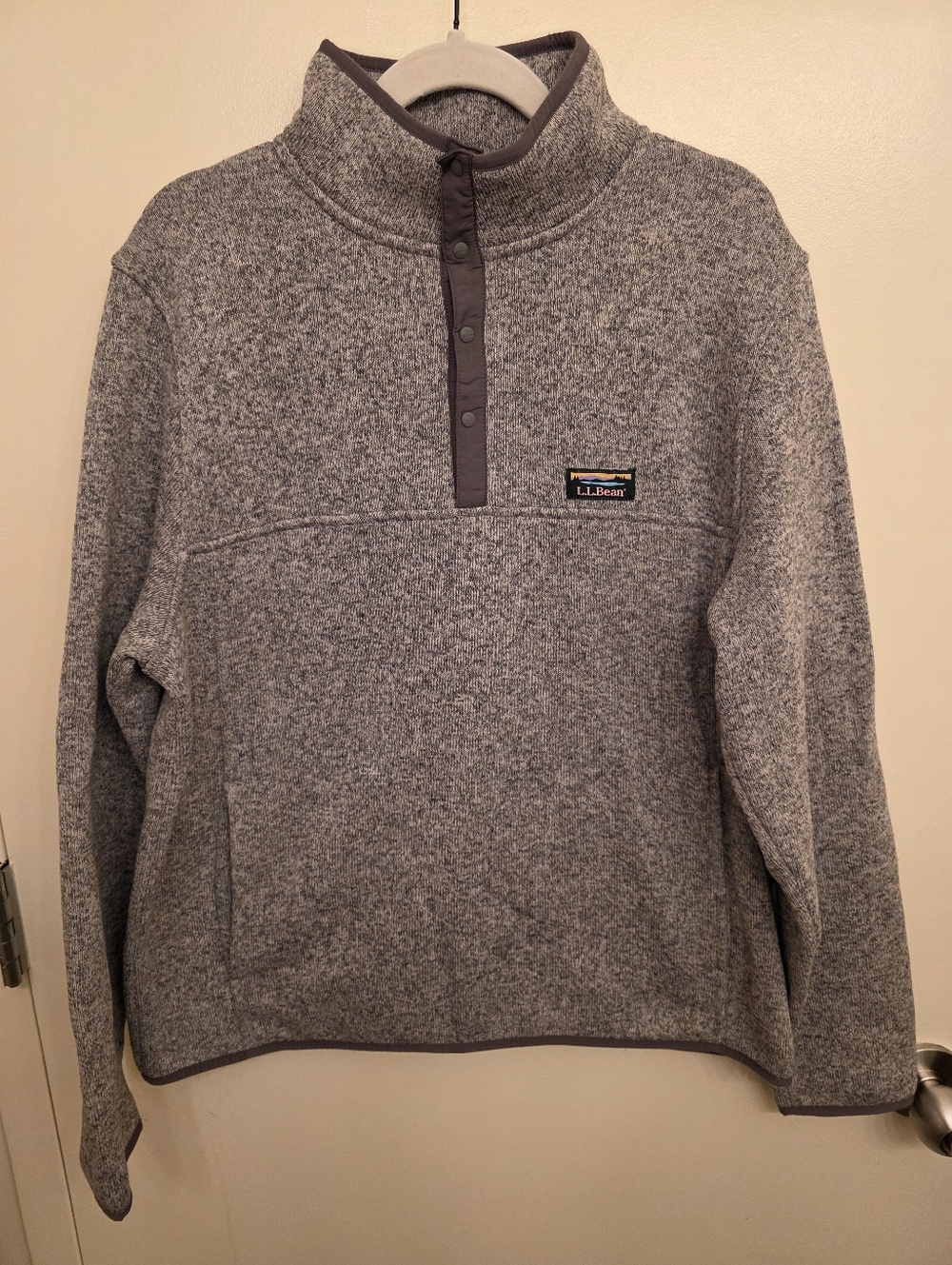L.L. Bean Men’s Heather Gray Snap-Placket Fleece Pullover